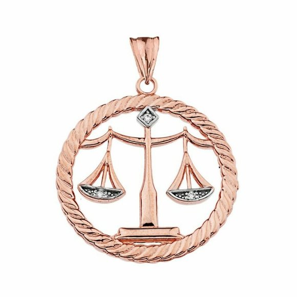 10k Real Gold Diamond Scales of Justice Pendant